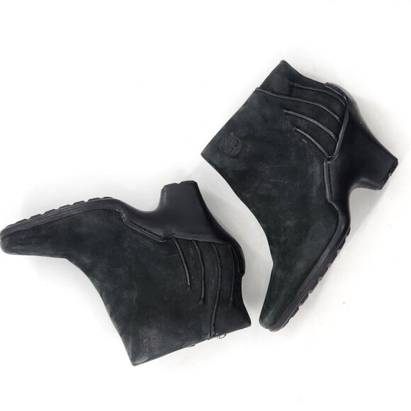 TIMBERLAND Baychester Black Nubuck Square Toe Heel Side Zip Ankle Boot - Picture 7 of 9